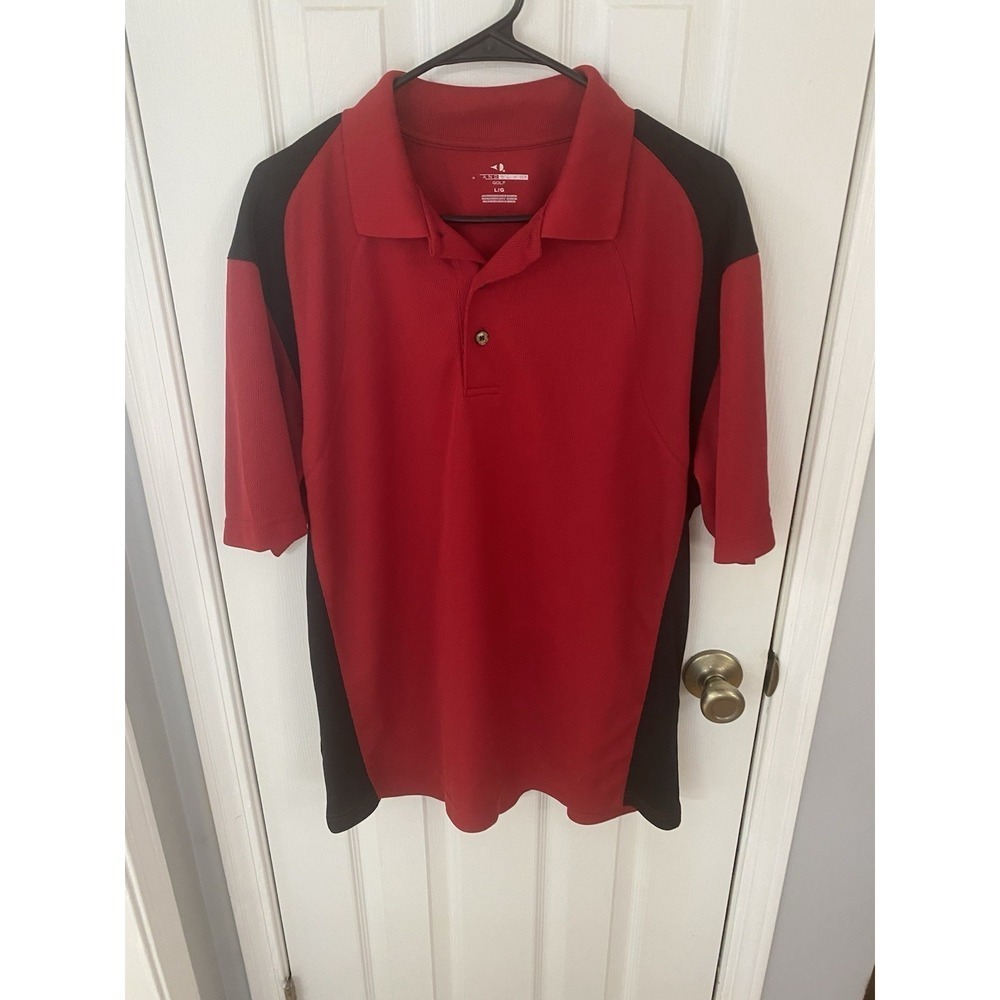 Grand Slam Golf Polo Mens Large Red Black Colorblock Textured Performance Shirt
